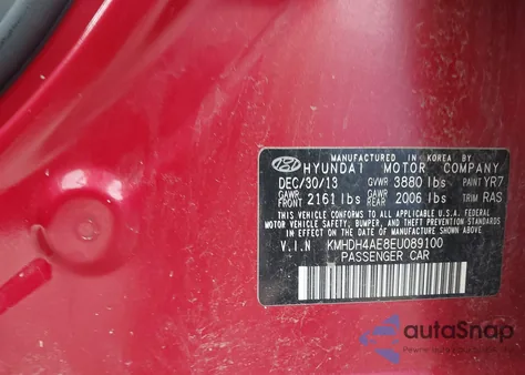 2014 Hyundai Elantra Se z USA, uszkodzony, nr VIN KMHDH4AE8EU089100